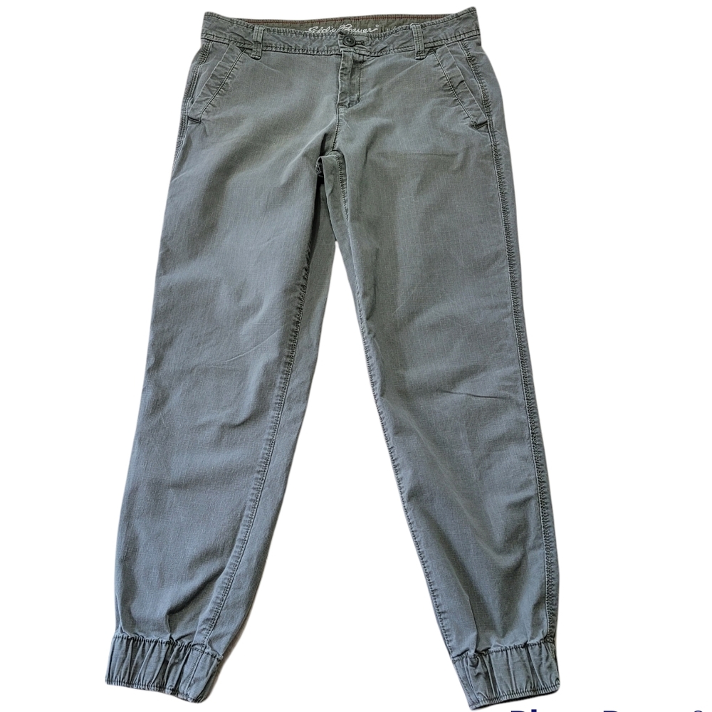 Women's Eddie Bauer Army Green Pants With Elastic Ankles Sz 2